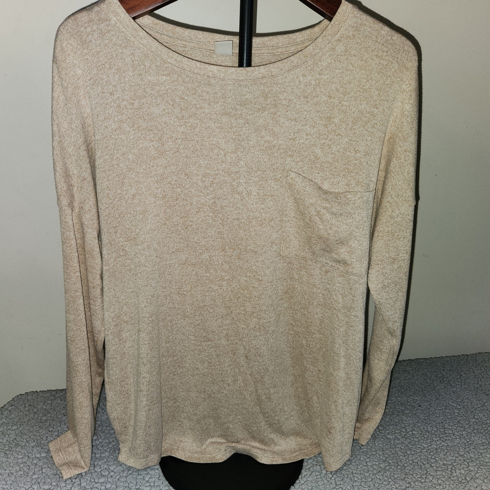 Beige Long Sleeve Top